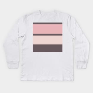 An exquisite mixture of Dirty Purple, Spanish Gray, Pale Pink and Soft Pink stripes. Kids Long Sleeve T-Shirt